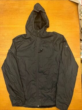 Champion Packable Black Hooded Windbreaker Jacket